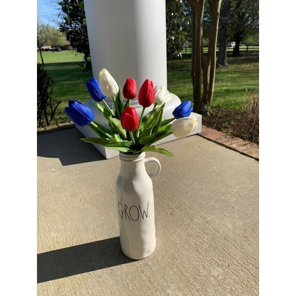 Patriotic Tulips Flowers Floral Faux Fake Red White Blue Lot America Farmhouse